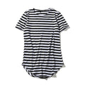 Summer Arc hem extended T Shirt Men Striped T-shirt Oversized Streetwear Men Skate Tee Shirts Swag Clothes