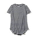 Summer Arc hem extended T Shirt Men Striped T-shirt Oversized Streetwear Men Skate Tee Shirts Swag Clothes