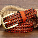 Unisex Men and Women Belt Genuine Leather Female Belt Woven Knitted