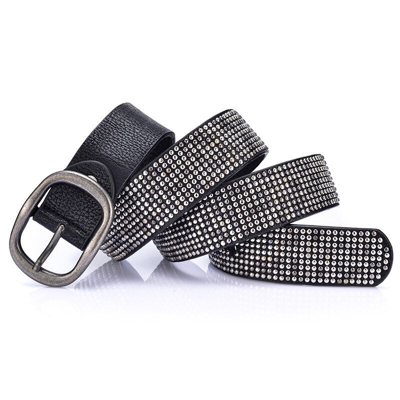 Punk Rivet Belts High Quality Designer Women Studed Belts Brand Waist Belt Casual Pin Buckle Female Belts For Jeans Strap