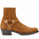 Luxury Brand Buckle Strap Genuine Leather punk Boot High Heel Wedge genuine Leather Rock Stage Slim Fit Bota Shoes