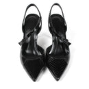Summer New Women High Heel Sandals Pointed Toe Snakeskin Black Shoes Ladies Wedding Party Handmade