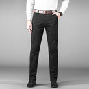 Men Business Pants Regular Straight Fit Stretch Pants Casual Suit Trousers Elasticity Pants Pocket Details