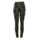 High Waist Army Green Jeans With White Side Stripes Women`s Camouflage Pencil Denim Pants Woman