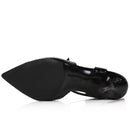 Summer New Women High Heel Sandals Pointed Toe Snakeskin Black Shoes Ladies Wedding Party Handmade