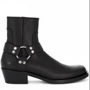 Luxury Brand Buckle Strap Genuine Leather punk Boot High Heel Wedge genuine Leather Rock Stage Slim Fit Bota Shoes