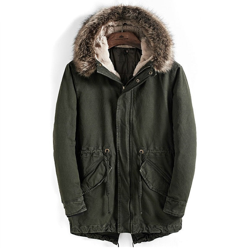 Thick Warm Men Parka Fur Collar Winter Parka Coats High Quality Hooded Windproof Cotton Long Jacket Overcoat