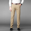 Men Business Pants Regular Straight Fit Stretch Pants Casual Suit Trousers Elasticity Pants Pocket Details