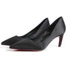 Handmade Black Classic Women Genuine leather shoes Wedding party Dancing Dress Shoe for Ladies Women High Heel