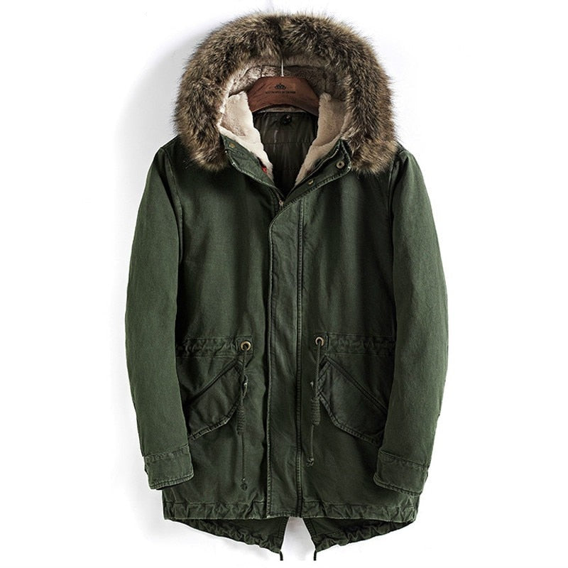 Thick Warm Men Parka Fur Collar Winter Parka Coats High Quality Hooded Windproof Cotton Long Jacket Overcoat