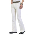 Spring Autumn Mens Smart Casual Corduroy Pants Flares Male Mid Waist Bell-Bottom Trousers