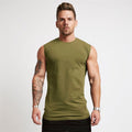 Compression Sleeveless Shirt Gym Clothing Fitness Mens Tank Top Cotton Bodybuilding Stringer Singlet Muscle Vest Workout