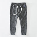 Men Linen Trousers Natural Fabric Skin-Friendly Breathable Casual Simple Loose Zipper Fly Tie Feet Ankle-Length Pants