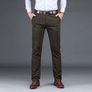 Men Suit Pants Straight Stretch Solid Silk Long Dress Baggy Comfortable Meeting Office Black Blue Trousers