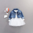 Spring Autumn Infant Baby Girls Clothes Sets Princess Denim Jacket + Dress 2Pcs Set Toddler kids Long Sleeve Outfit Suits