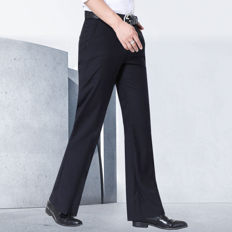 Spring Men Flared Boot Cut Trousers No Ironing Required Elasticity Casual Office Slim Bottom Formal Suit Pants