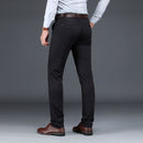 Men Suit Pants Straight Stretch Solid Silk Long Dress Baggy Comfortable Meeting Office Black Blue Trousers
