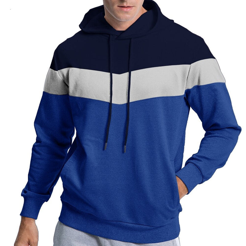 Oversize Stripe Hoodies Mens Sports Hooded Sweatshirt Workout Casual Outwear Gym Sportswear Running Pullover Tops