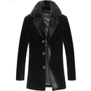 Real Fur Coat Men Lamb Fur and Sheep Leather Maxi Coat Mens Shearling Jacket Black Mens Winter Woolen Coat