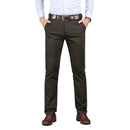 Men Suit Pants Straight Stretch Solid Silk Long Dress Baggy Comfortable Meeting Office Black Blue Trousers