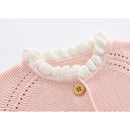 Baby Girls Knit Cardigan Sweater Ruffle Single Breasted O-Neck Long Sleeve Tops for Girl Clothes Cute Flower Coats
