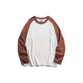 Men T-Shirts Loose Contrast Patchwork Vintage Classical Basic Long Sleeve Tees