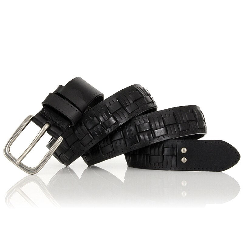 Genuine leather braided belt man male belts luxury design waist strap male jeans