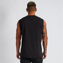 Summer Plain Cotton Fitness Mens Gym Tank Top Curved Hem V neck Gym Stringer Vest Bodybuilding Clothing Muscle Sleeveless Shirt