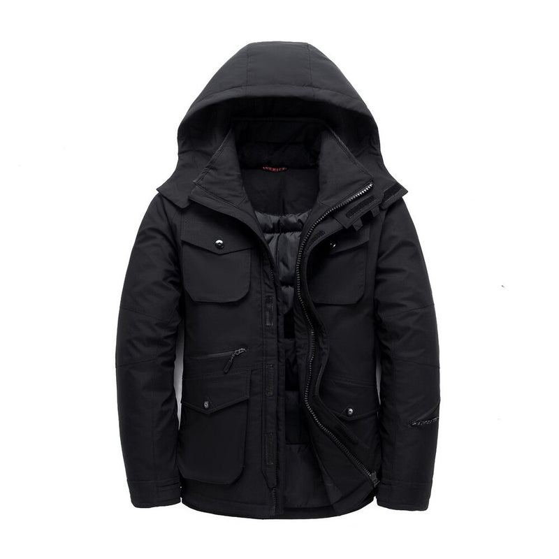 Men Winter Casual White Duck Down Jacket Thicken Snow Parka Overcoat Jacket Men Hooded Windbreaker Down Outwear Coats