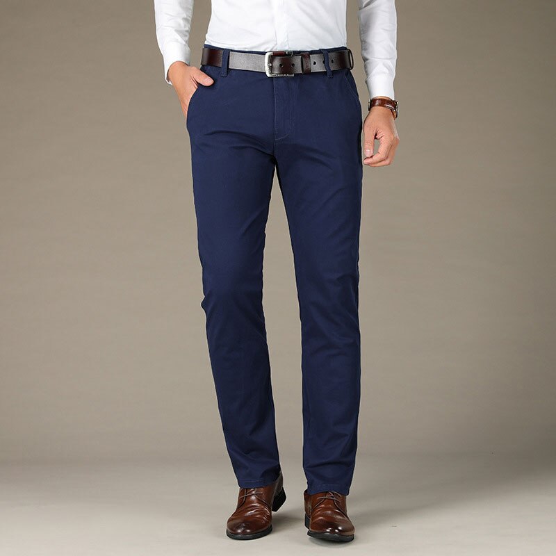 Mens Suit Pants High Quality Stretch Comfortable Cotton Office Pants Straight Business Casual Black Trousers