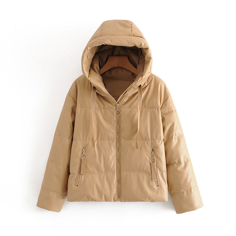 Streetwear women hooded wadded jacket lady thick cotton coats causal female zipper parka girls chic wadded jacket
