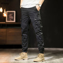 Mens Spring Pants Cotton Slim Cargo Pants Casual Four-color Elastic Worker Male
