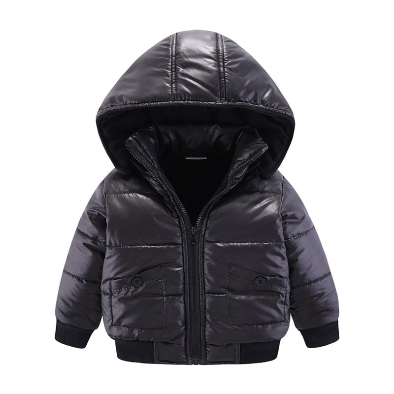 Little Boys Girls Winter Coats Solid Warm Thicken Cotton Removable Hooded Jacket for Kids Clothing Baby Wear