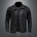 Jeans Jacket Men Denim Coat Autumn Bomber Motorcycle Simplicity Casual Lapel Long Sleeve Slim Black Cowboy Clothing