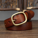 2.8cm Width Female Genuine Leather Belt Copper Pin Buckle Belts Women Jean Wild Belts Simple Waist Strap