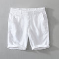 Mid Waist Linen Beach Shorts Summer Men Simple Business Casual Straight Pockets Solid Zipper Work Knee Length Pants
