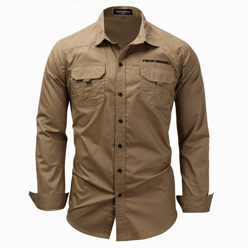Army Style Khaki Shirts Men Jungle Camping Outdoor Fishing Casual High Quality Pure Cotton Lapel Long Sleeve Male Jackets