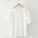 Summer Women Blouse Casual Clothes Female Tops Cotton Jacquard Simple