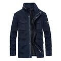 Cotton Denim Jackets Men Long Stand Collar Multi-pocket Casual Coat Military Men's Windbreakers Jacket