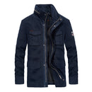 Cotton Denim Jackets Men Long Stand Collar Multi-pocket Casual Coat Military Men's Windbreakers Jacket