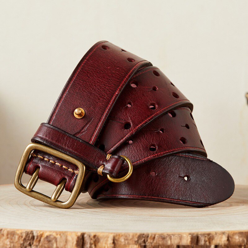 Luxury Thick Genuine Leather Men Belt Double Buckle Belt Ceinture Leather Belt Men Jeans Trouser Belt For Jeans