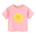 Girls Clothes Daisy Flower Striped Drop Shoulder T-shirts for Girls Clothing Short Sleeve Tops Kids T-Shirt Summer