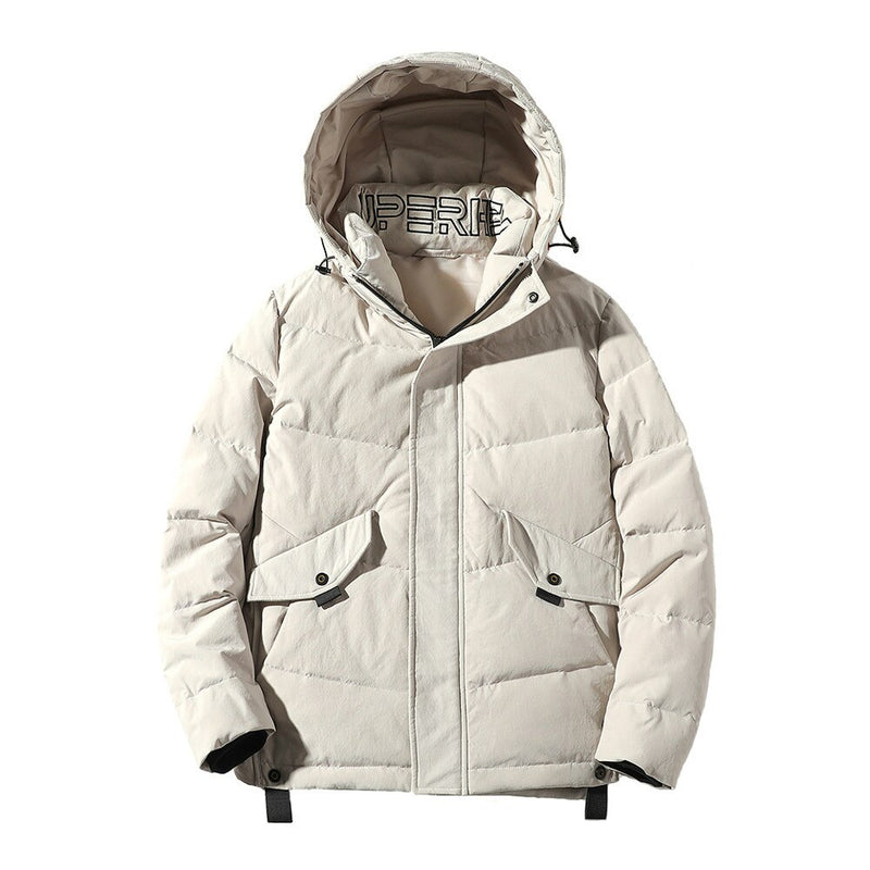 Duck Down Jackets Hooded Zipper Windproof Mens Winter Warm Coat Outwears