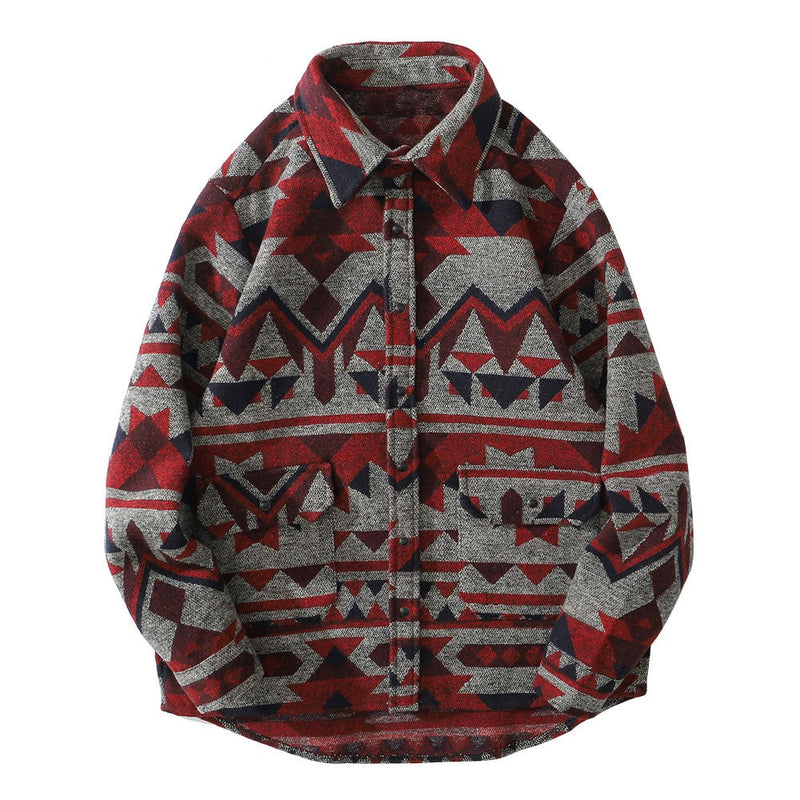 Thick Shirts Coat Streetwear Hip Hop Pockets Geometric Block Shirt Men Casual Shirts Jacket Tops