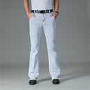 Men New Micro-Flare Jeans Light Blue Elastic Waist Slim-Fit Casual Pants