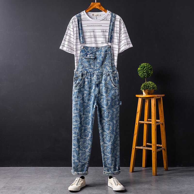 Retro Printing Jeans Loose Hip Hop Street Dance Jumpsuits Leisure Denim Trousers