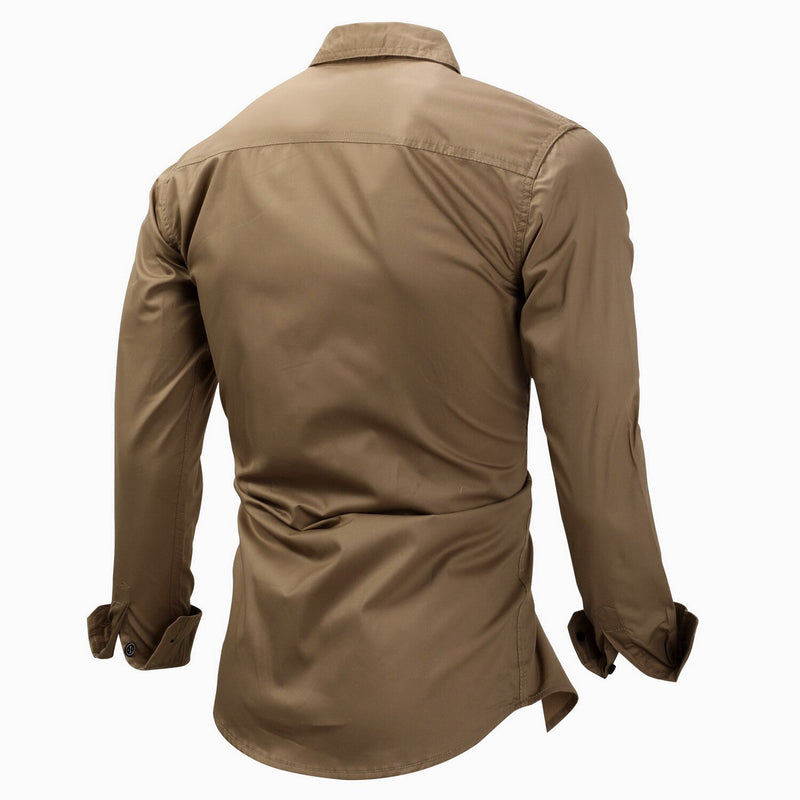 Army Style Khaki Shirts Men Jungle Camping Outdoor Fishing Casual High Quality Pure Cotton Lapel Long Sleeve Male Jackets