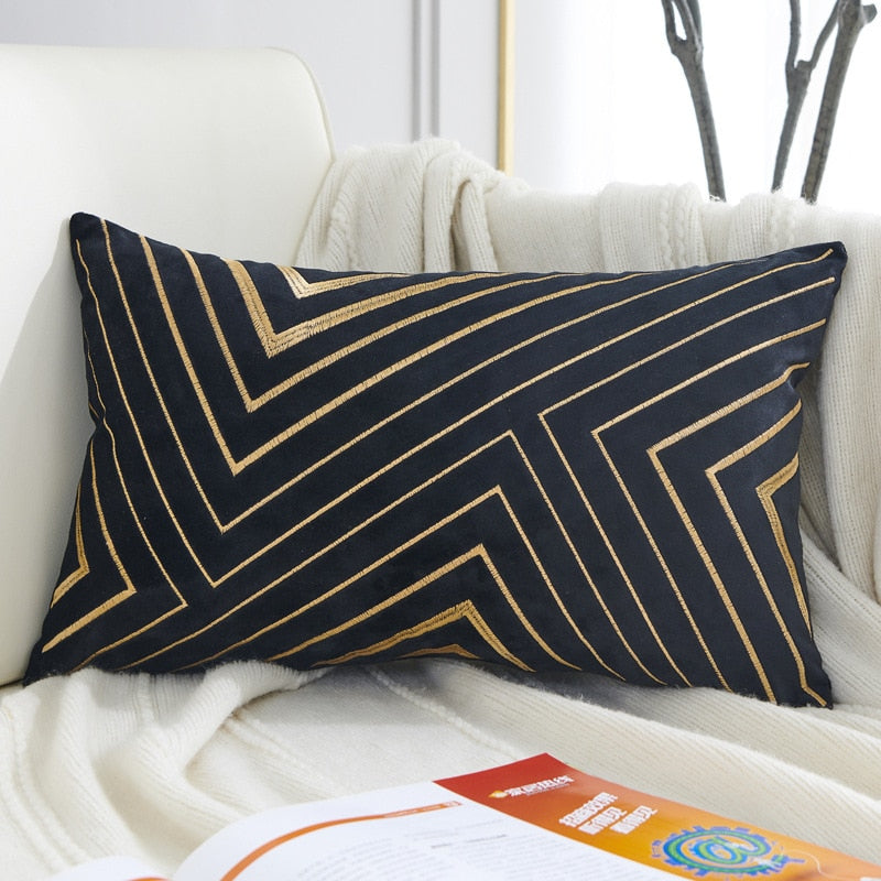 Luxury Velvet Cushion Cover 30x50cm Nordic Style Gold Embroidered Blue Grey Yellow Home Decorative Pillow Cover For Couch Bed