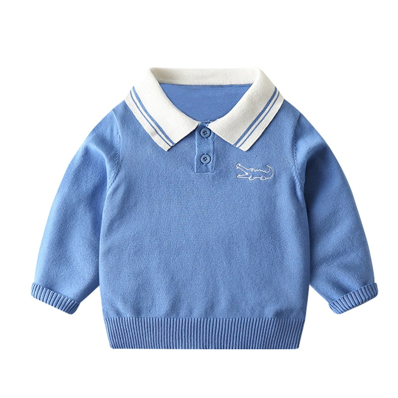 Baby Boys Knitted Sweaters Spring Lightweight Casual Lapel Children Tops Long Sleeve Kids Clothes for Boys