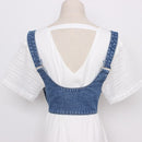 Denim Split Joint Buckle Split Joint Wide Strap Belt Personality Women Tide All-match Spring